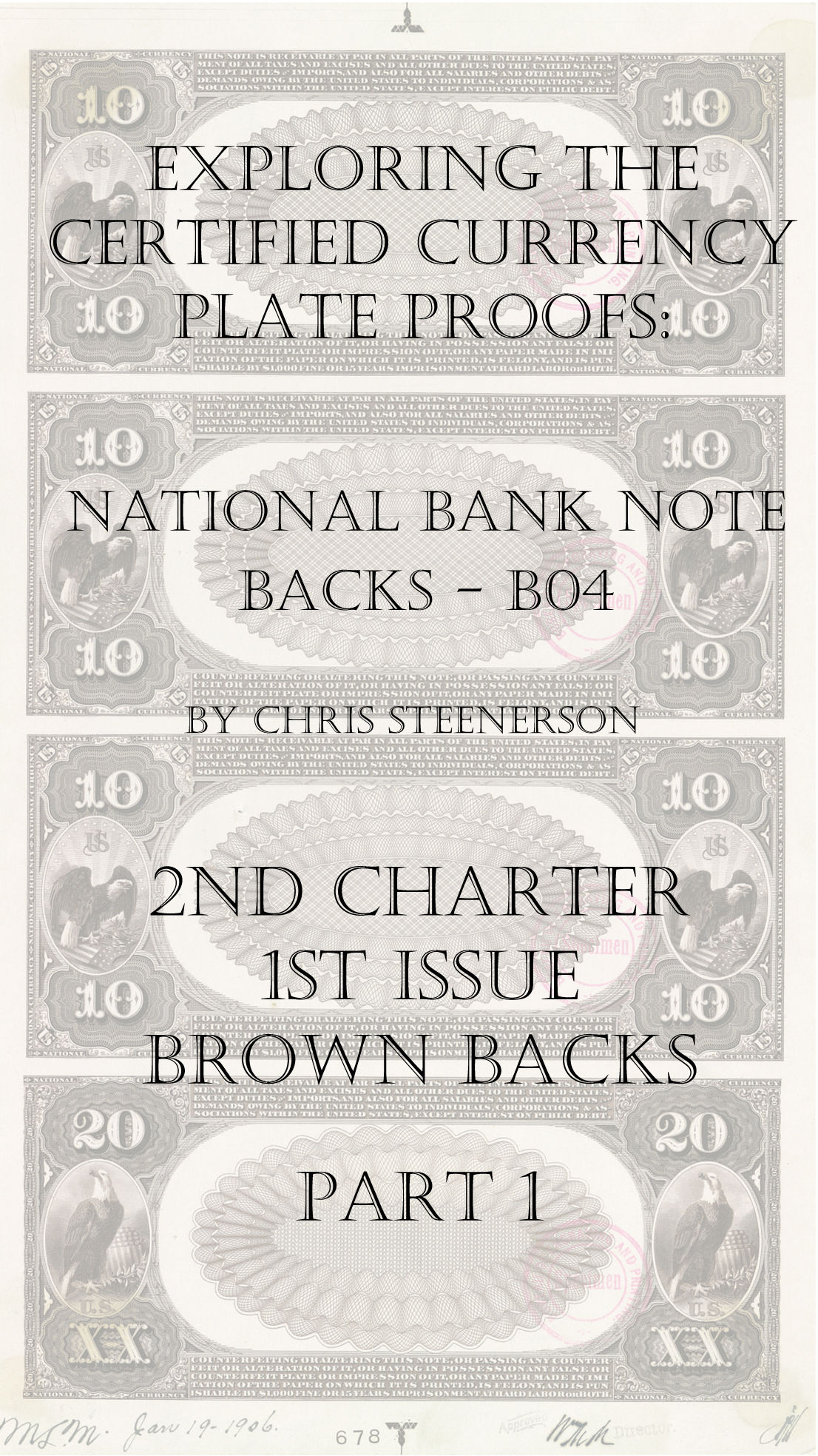 Backs 2nd Charter 1st Issue Brown Back Currency Proofs